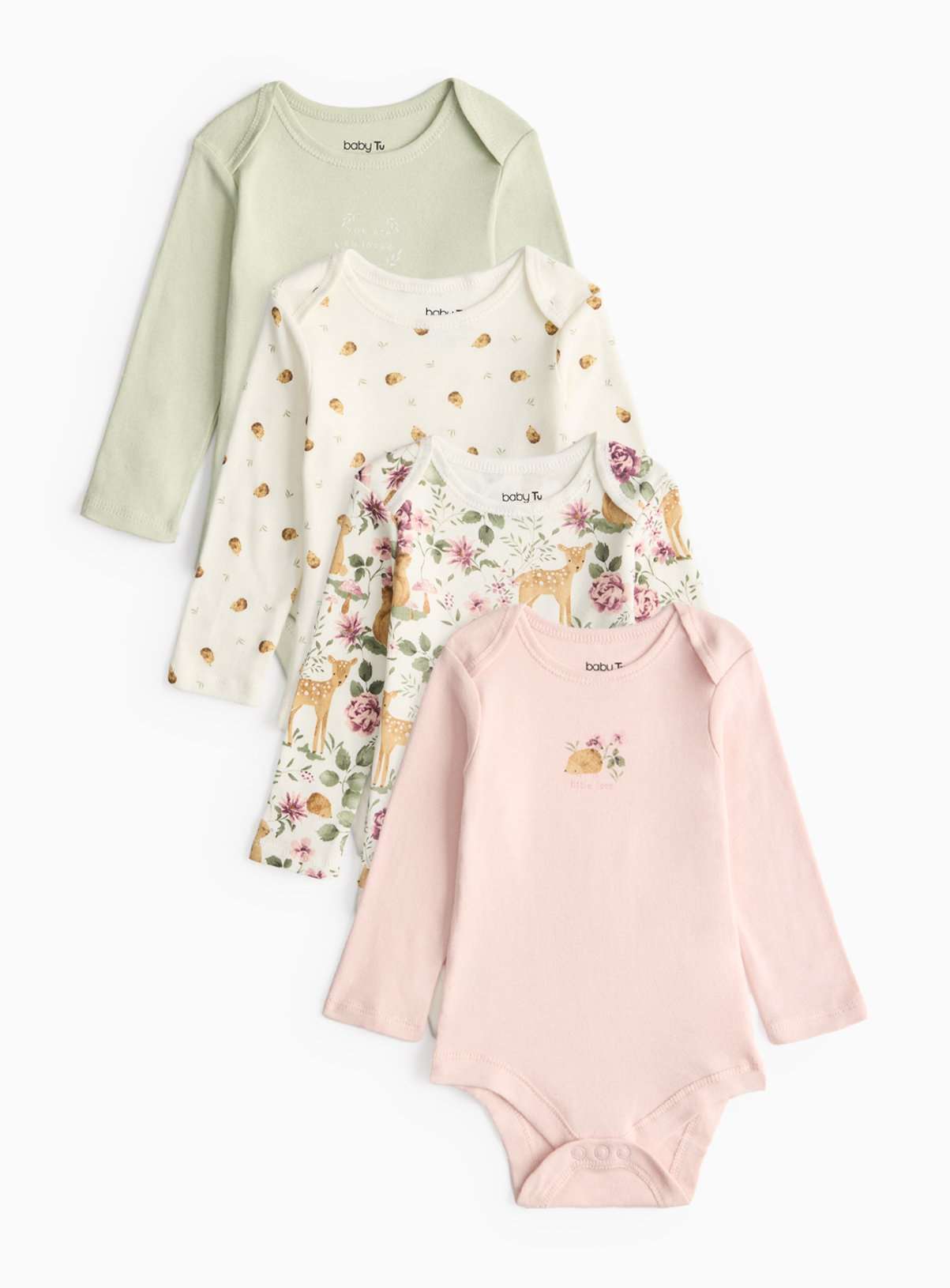 Woodland Animal Long Sleeve Bodysuit 4 Pack Up to 1 mth GOODS Argos