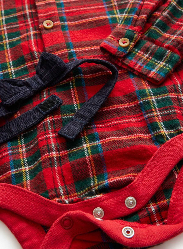 Red Tartan Bodysuit, Bow Tie & Trousers Set 3-6 months