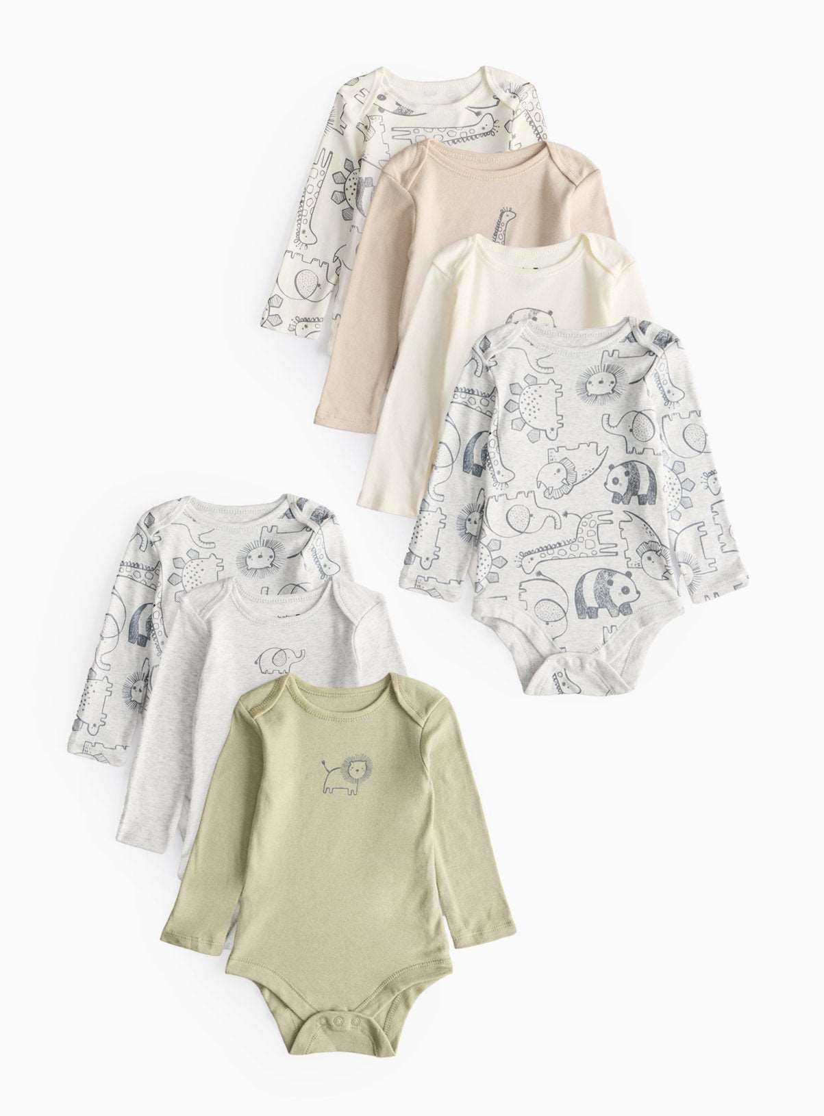 Safari Print Long Sleeve Bodysuits 7 Pack 3-6 months GOODS Argos