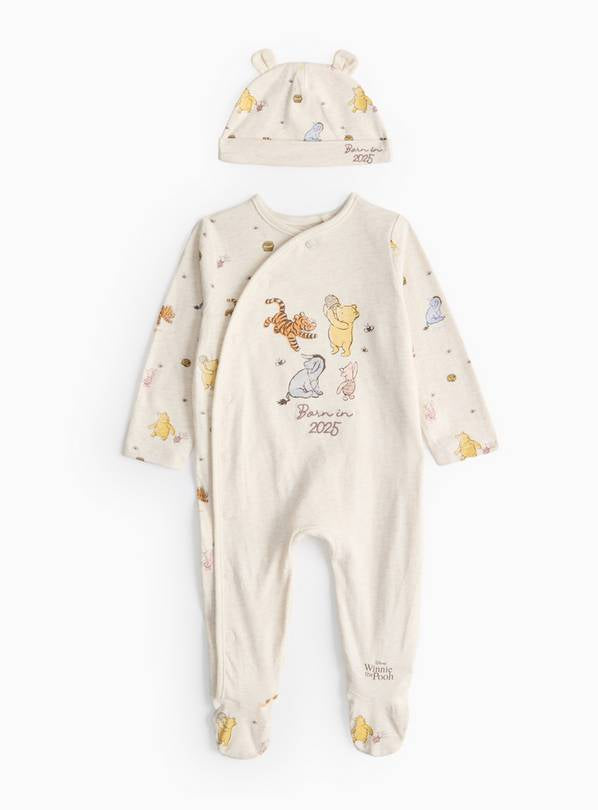 Winnie The Pooh Born in 2025 Sleepsuit & Hat Set Up to 1 mth