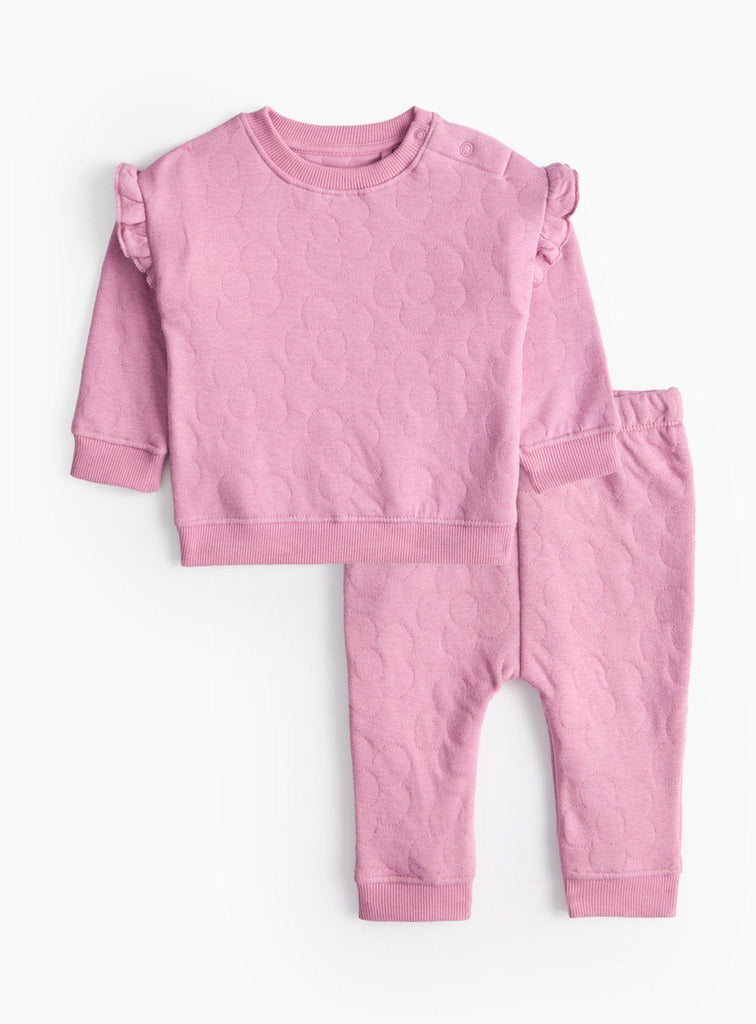 Pink Floral Quilted Sweatshirt & Joggers Set 3-6 months