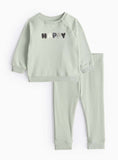 Sage Green Happy Slogan Sweatshirt & Leggings Set Up to 3 mths GOODS Argos