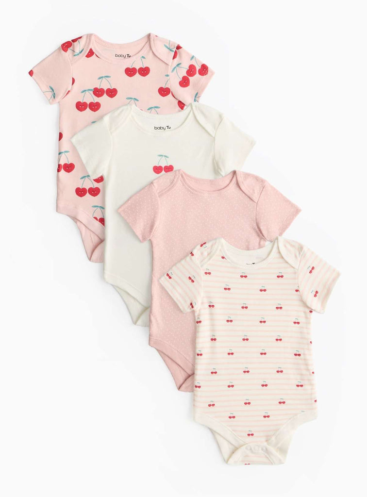 Pink Cherry Print Bodysuit 4 Pack 9-12 months