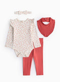 Red Spot Print Bodysuit, Leggings, Headband & Bib Set 12-18 months GOODS Argos