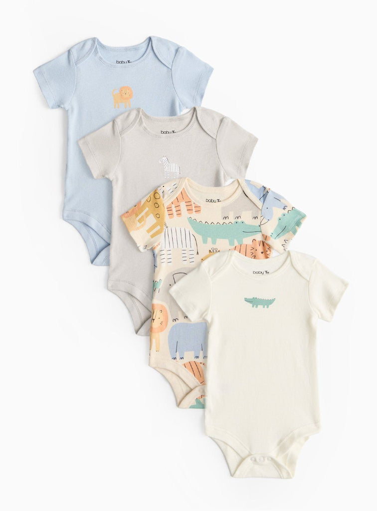 Safari 4 Pack Bodysuits 6-9 months