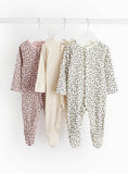 Leopard Print & Oatmeal Sleepsuits 3 Pack 3-6 months GOODS Argos