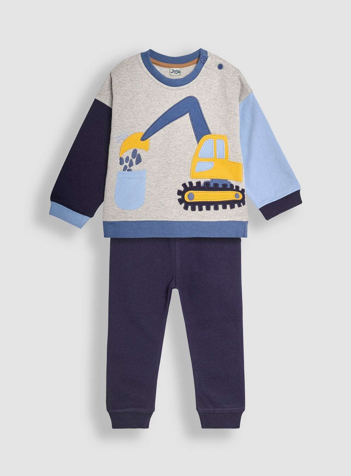 JOJO MAMAN B&Eacute;B&Eacute; Digger Applique Sweatshirt &amp; Jogger Set 6-12 months