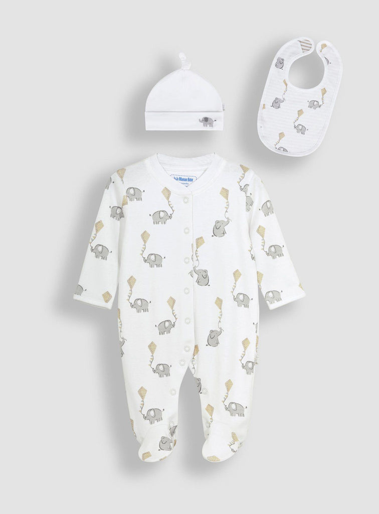 JOJO MAMAN BÉBÉ 3 Pack Sleepsuit, Hat & Bib Set 3-6 months