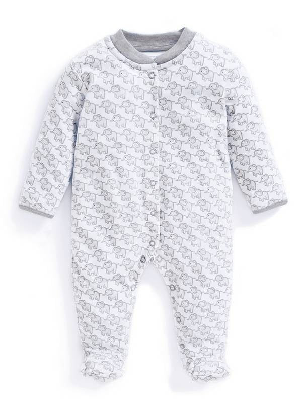 JOJO MAMAN B&Eacute;B&Eacute; Little Elephant Sleepsuit Grey Up To 3 mths