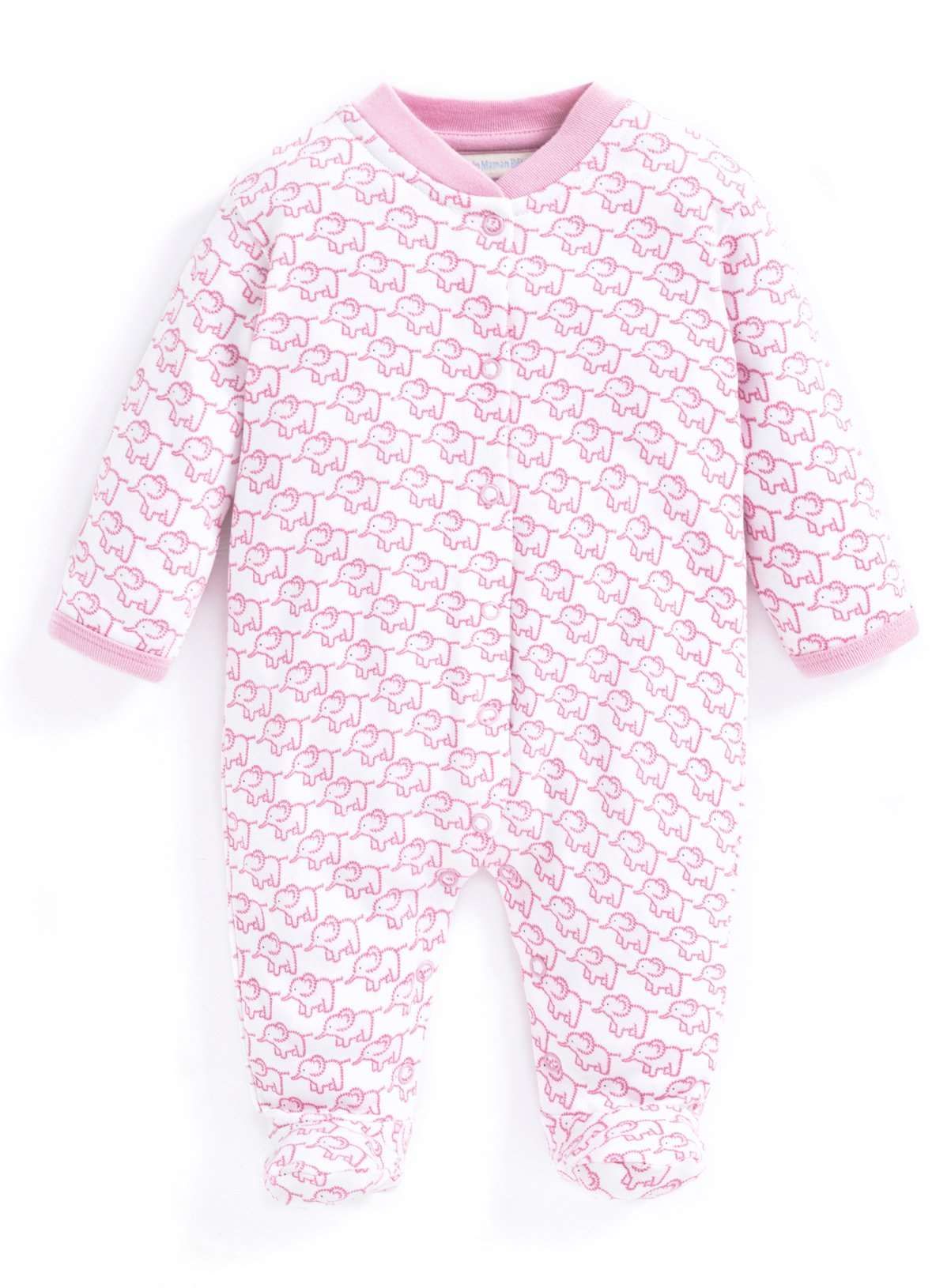 JOJO MAMAN B&Eacute;B&Eacute; Little Elephant Sleepsuit Pink Up To 3 mths