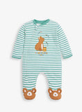 JOJO MAMAN B&Eacute;B&Eacute; Bear Applique Zip Sleepsuit Newborn