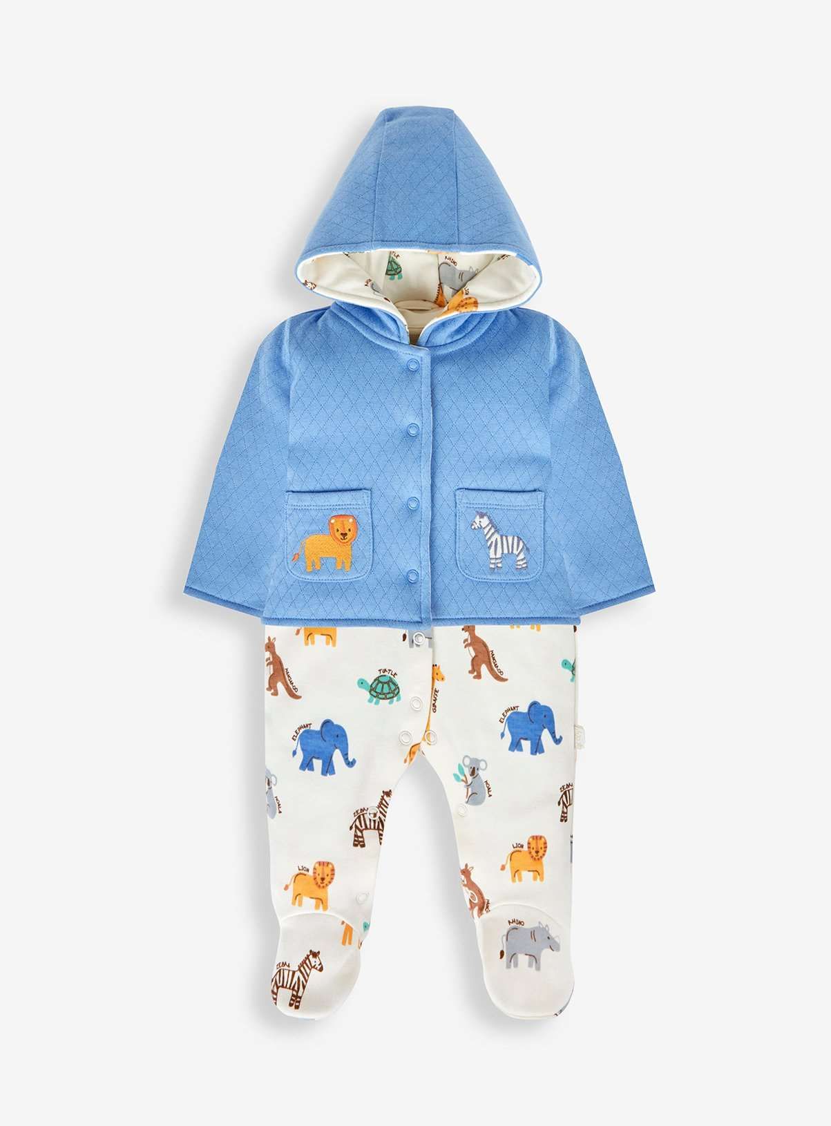 JOJO MAMAN B&Eacute;B&Eacute; 2 Piece Safari Sleepsuit &amp; Jacket Set Newborn