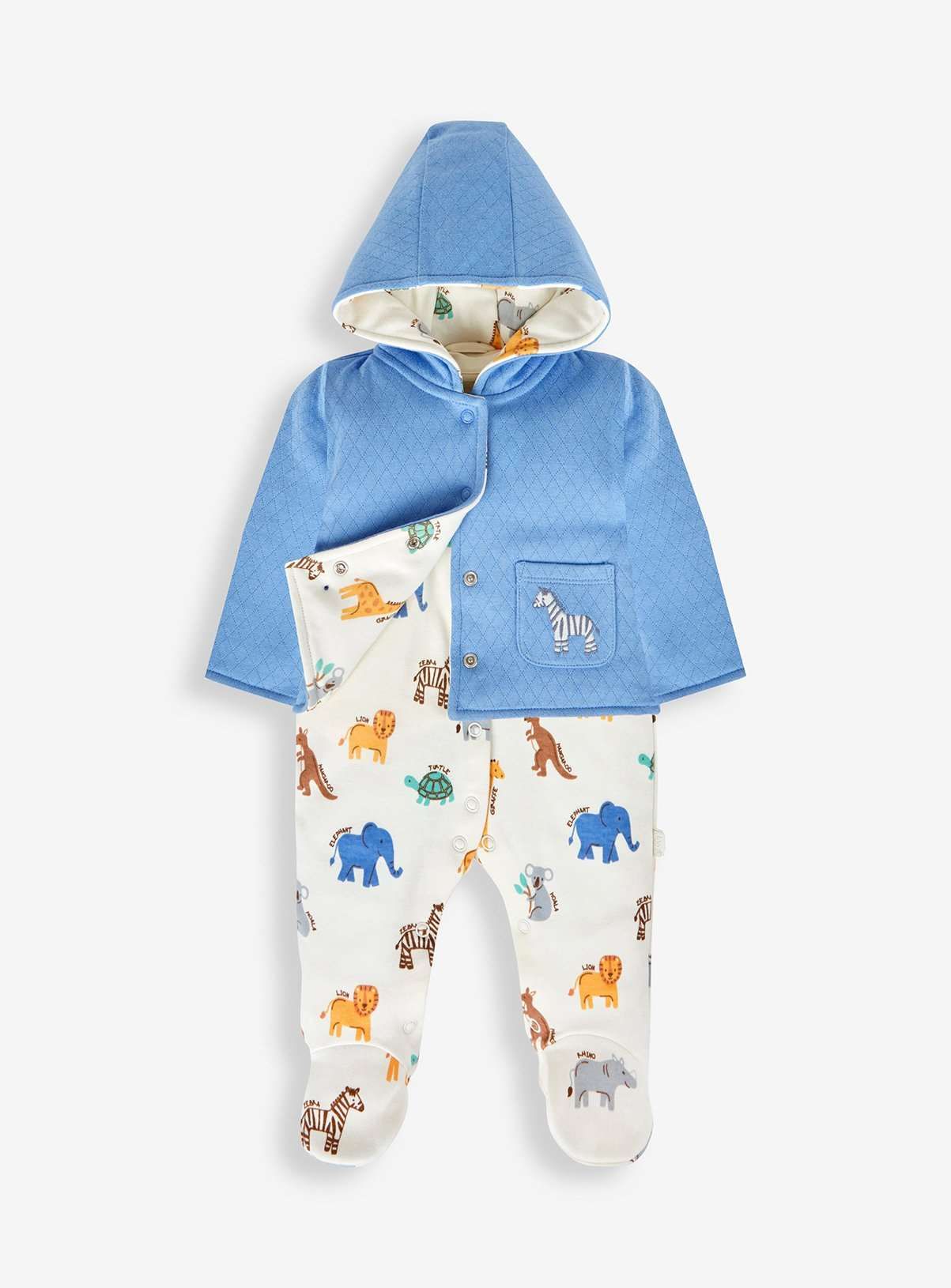 JOJO MAMAN B&Eacute;B&Eacute; 2 Piece Safari Sleepsuit &amp; Jacket Set Newborn