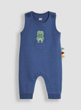 JOJO MAMAN B&Eacute;B&Eacute; Dino Applique Pocket Dungarees &amp; Top Set 12-18 months