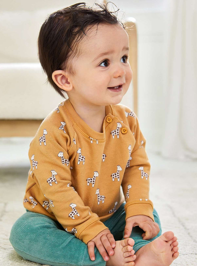 JOJO MAMAN BÉBÉ Giraffe Sweatshirt & Cosy Trouser Baby Set 3-6 months