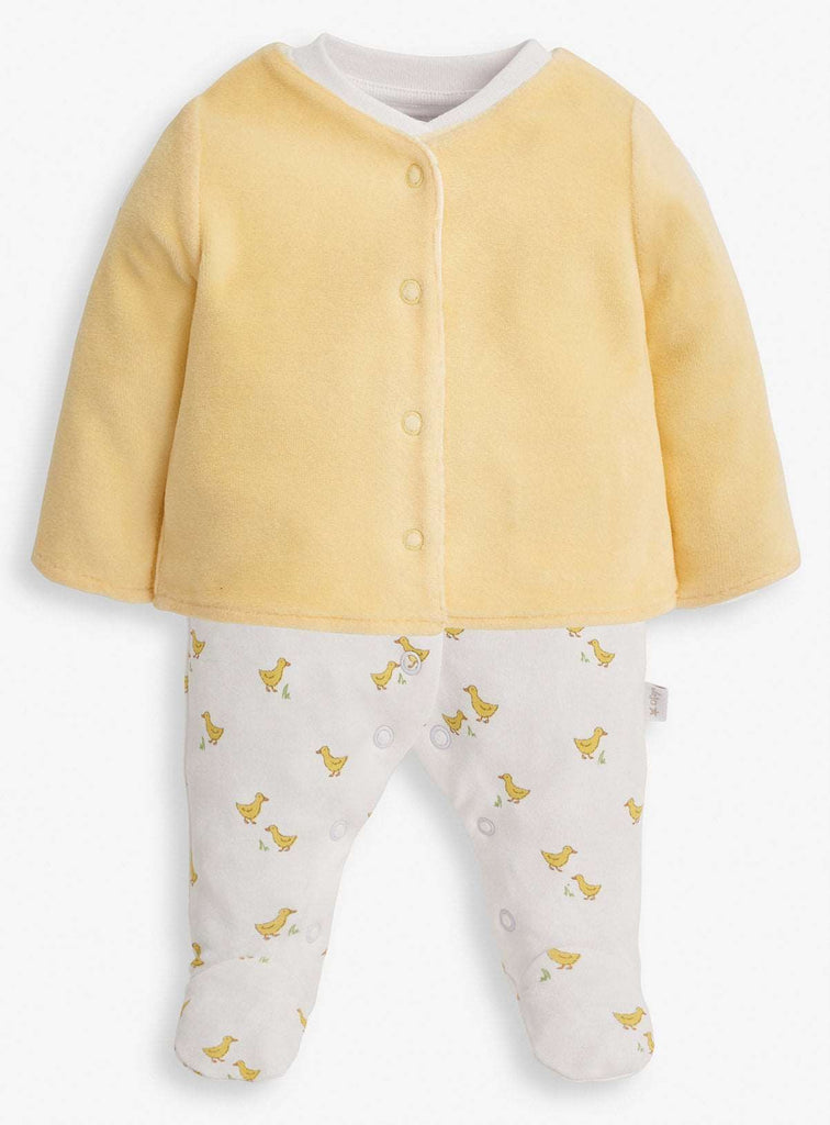 JOJO MAMAN BÉBÉ 2-Piece Sleepsuit & Velour Jacket Set Newborn