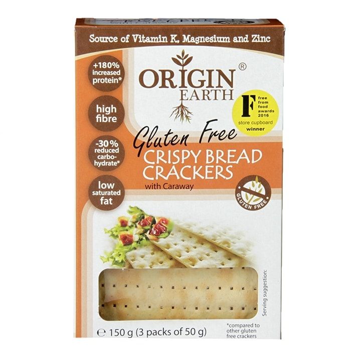 Origin Earth Gluten Free Crispy Bread Crackers with Caraway 150g Savoury Snacks Holland&Barrett Default Title  