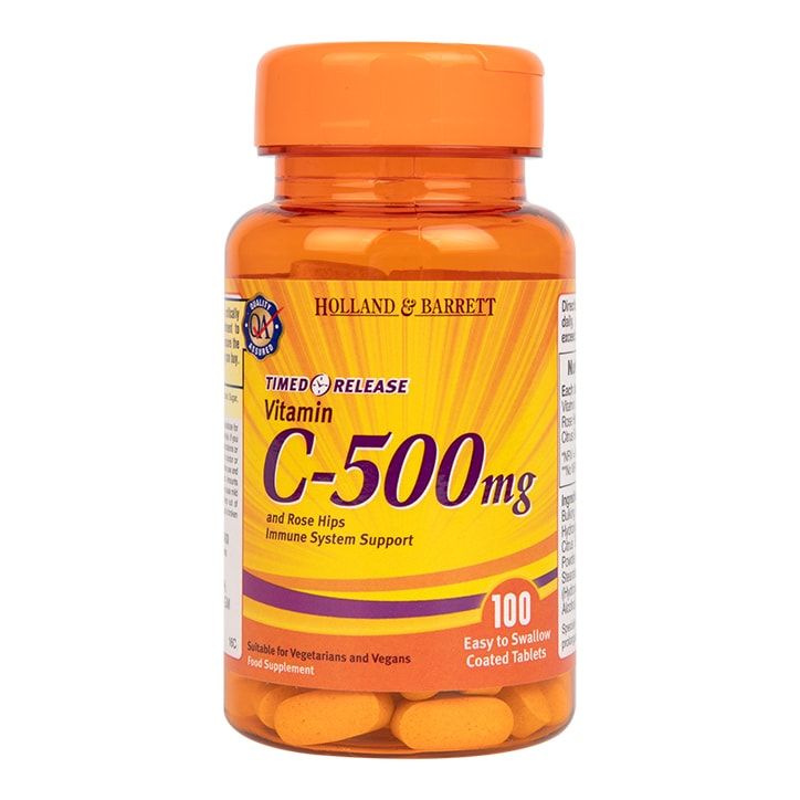 Holland & Barrett Vitamin C Timed Release with Rose Hips 100 Tablets 500mg