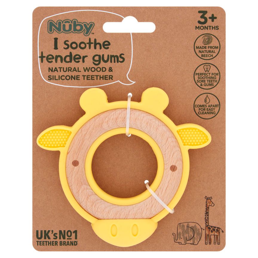 Nuby Natural Wood & Silicone Teether 3+ Months