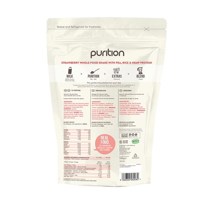 Purition Vegan Wholefood Nutrition Strawberry 250g