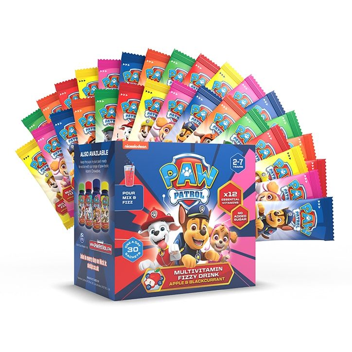 PAW Patrol Nickelodeon Multivitamin Fizzy Drink Apple & Blackcurrant 30 Sachets