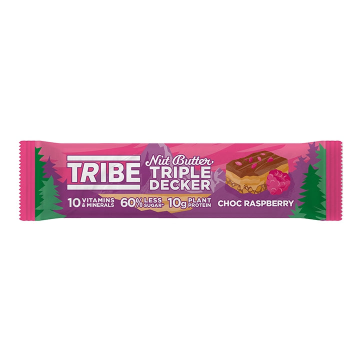 TRIBE Nut Butter Triple Decker Choc Raspberry Bar 40g