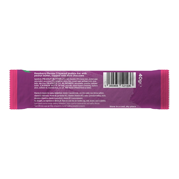 TRIBE Nut Butter Triple Decker Choc Raspberry Bar 40g