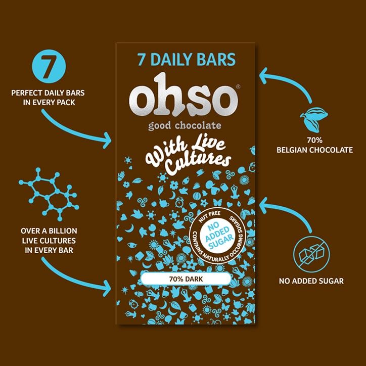 Ohso 70% Dark Chocolate Bar No Added Sugar 7 x 13.5g