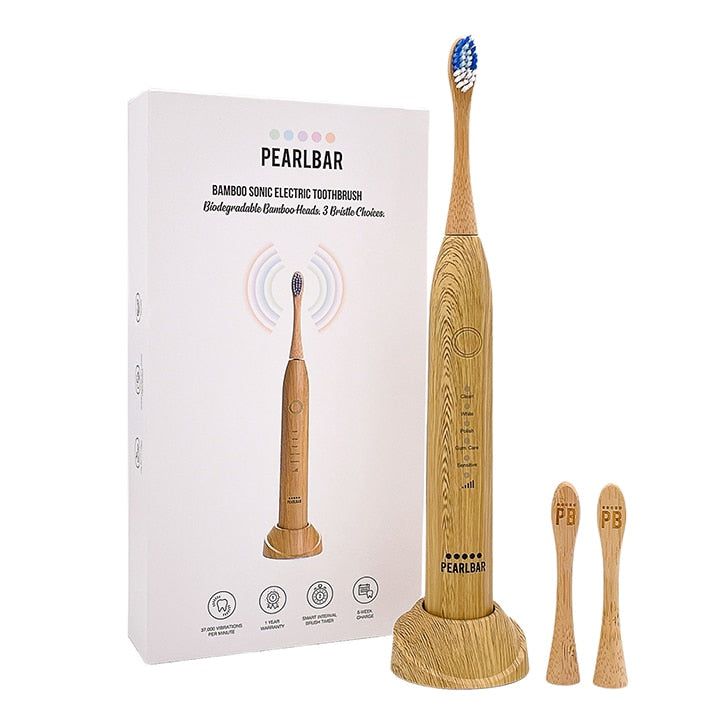 Pearl Bar Sonic Electric Toothbrush with 3 Bamboo Brush Heads GOODS Holland&Barrett   