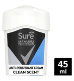 Sure Men Maximum Protection Anti-perspirant Cream Stick Clean Scent 45ml GOODS Boots   