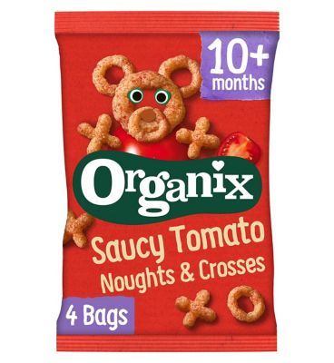 Organix Tomato Noughts & Crosses Toddler Snack Corn Puffs Multipack 4x15g