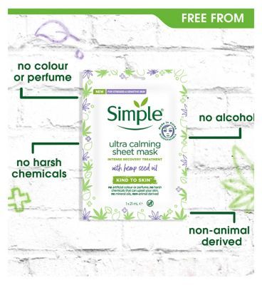 Simple Kind to Skin Biodegradable Sheet Mask Ultra Calming 1 pc Make Up & Beauty Accessories Boots   