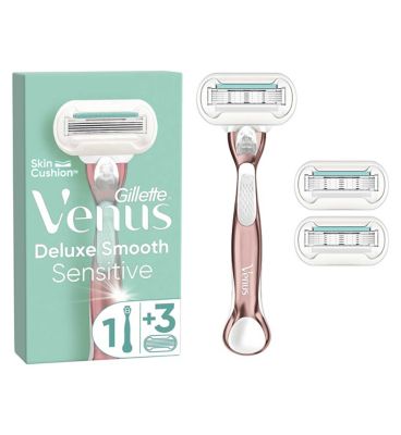 Venus Deluxe Smooth Sensitive RoseGold Razor Handle + 3 Blades GOODS Boots   