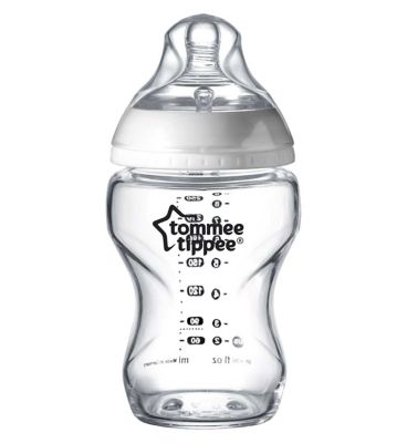 Tommee Tippee Closer to Nature Glass Baby Bottle, Slow Flow Breast-Like Teat with Anti-Colic Valve, 250ml, Pack of 1 GOODS Boots   