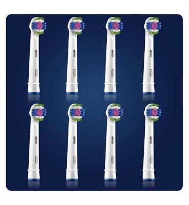 Oral-B 3D White Toothbrush Head with CleanMaximiser Technology, 8 Pack Dental Boots   