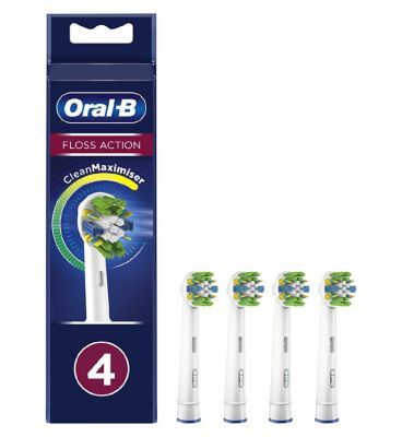 Oral-B FlossAction Toothbrush Head with CleanMaximiser Technology, 4 Pack