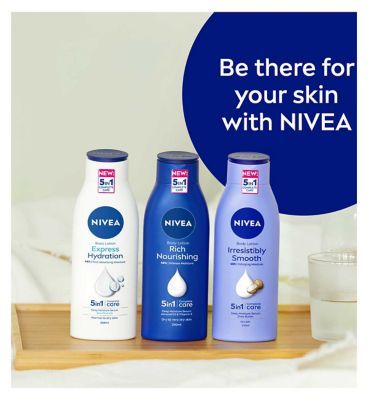 NIVEA Rich Nourishing Body Lotion for Dry Skin, Travel Size 75ml Suncare & Travel Boots   