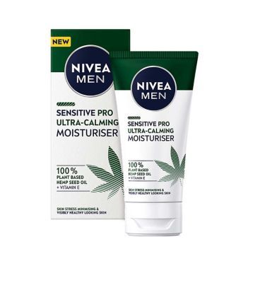 NIVEA Men Sensitive Pro Calming Face Cream Moisturiser with Hemp Oil, 75ml Men's Toiletries Boots   