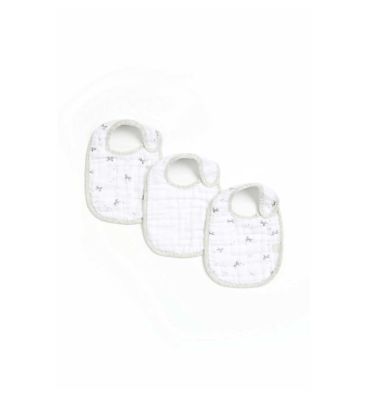 Mothercare Grey Zebra Muslin Newborn Bibs - 3 Pack