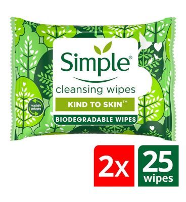 Simple Kind to Skin Biodegradable Cleansing Wipes 50 PC