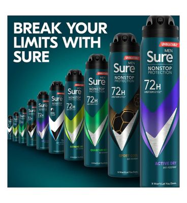 Sure Men Active Dry Nonstop Protection Anti-perspirant Deodorant Aerosol 250ml GOODS Boots   