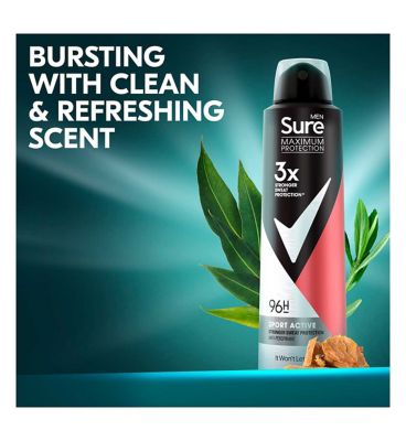 Sure Men Maximum Protection Sport Active Anti-perspirant Deodorant Aerosol 150 ml Men's Toiletries Boots   