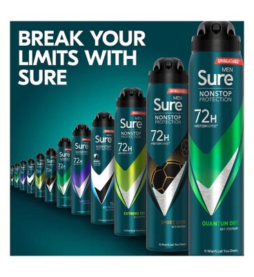 Sure Men Quantum Dry Nonstop Protection Anti-perspirant Deodorant Aerosol 250ml GOODS Boots   