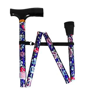 NRS Folding Walking Stick Blue Floral