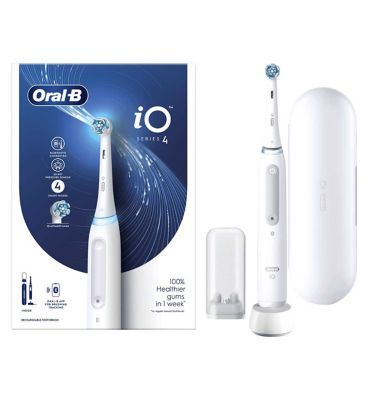 Oral-B iO4 Electric Toothbrush - White (+Travel Case) Dental Boots   