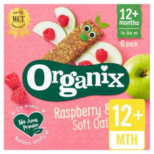 Organix Raspberry & Apple Organic Soft Oaty Bars, 12 mths+ Multipack