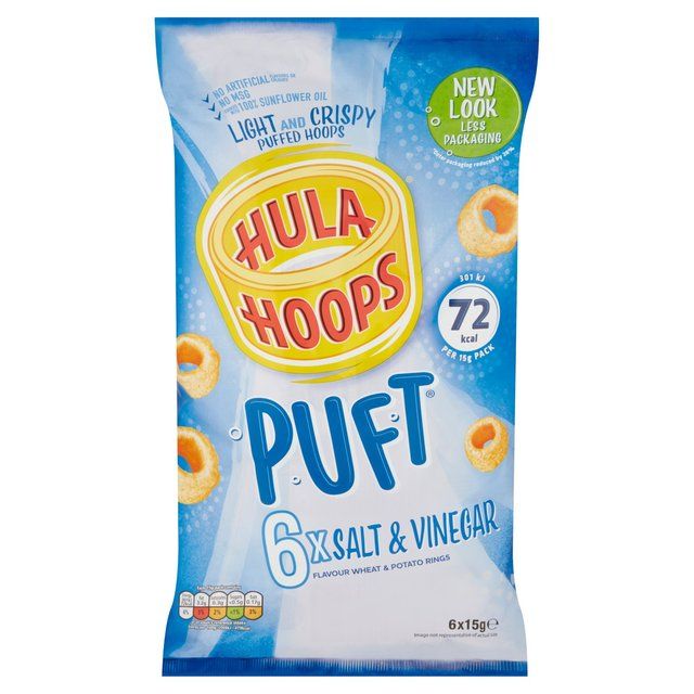 Hula Hoops Puft Salt &amp; Vinegar Mulitpack Crisps 6 Pack Default Title