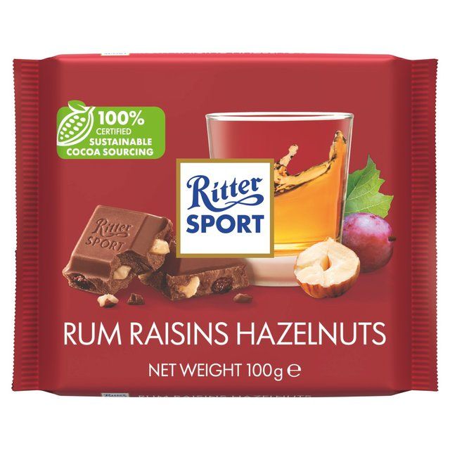 Ritter Sport Rum, Raisin & Hazelnuts Milk Chocolate Food Cupboard M&S Default Title  