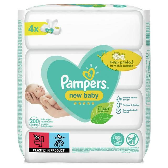 Pampers New Baby Wet Wipes 4x200