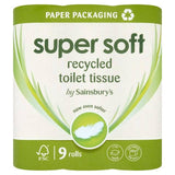 Sainsbury's Super Soft Toilet Tissues, Recycled x9 Rolls essentials Sainsburys   